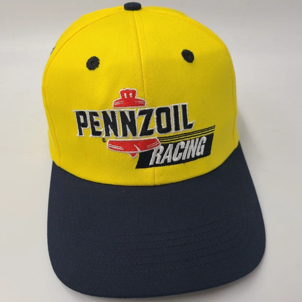 Vintage Pennzoil Racing‎ Hat Strapback K-Products Yellow Black NASCAR Cars Men